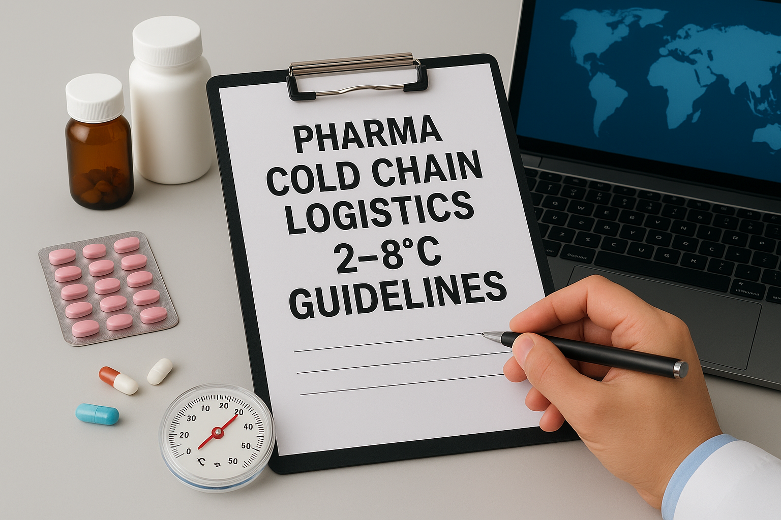 Pharmaceutical cold chain logistics with refrigerated transport (2–8°C) for medicines.