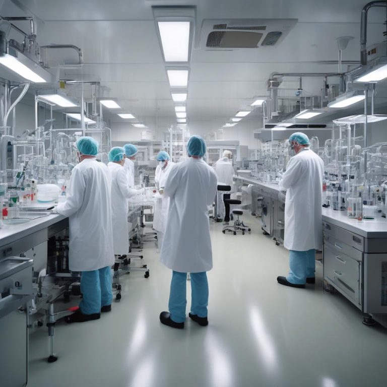 Scientists working in a pharma CDMO lab