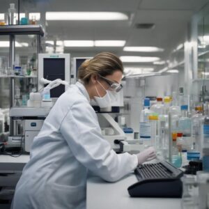 Scientist ordering ADME-Tox services online in lab