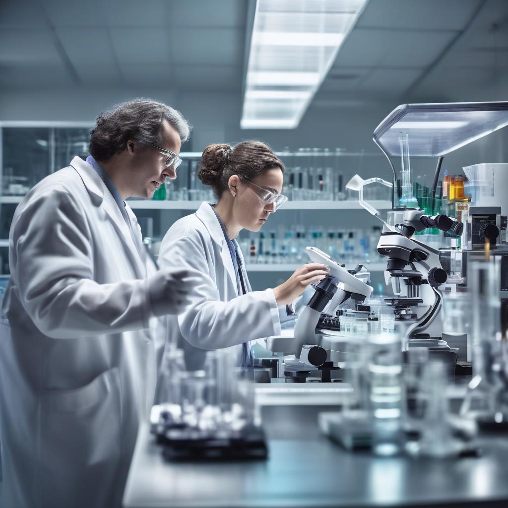 Scientists collaborating in a drug discovery lab