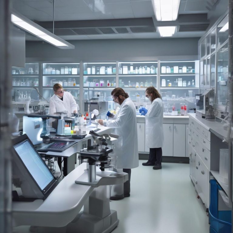 Scientists collaborating in a CDMO lab