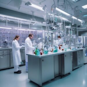 Scientists in a pharma CDMO lab working on precision cardiology research
