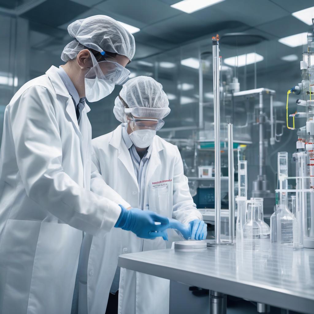 Scientists inspecting bioreactors in a biomanufacturing facility