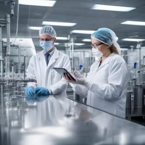Scientists in CDMO facility analyzing data