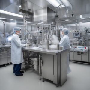 CDMO laboratory with scientists and bioreactors