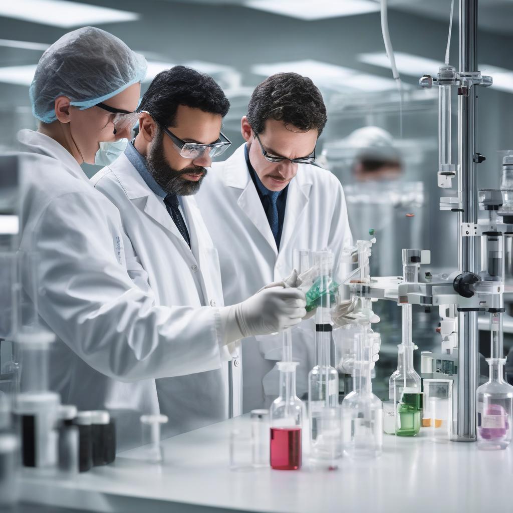 Scientists collaborating in a biotech CDMO lab