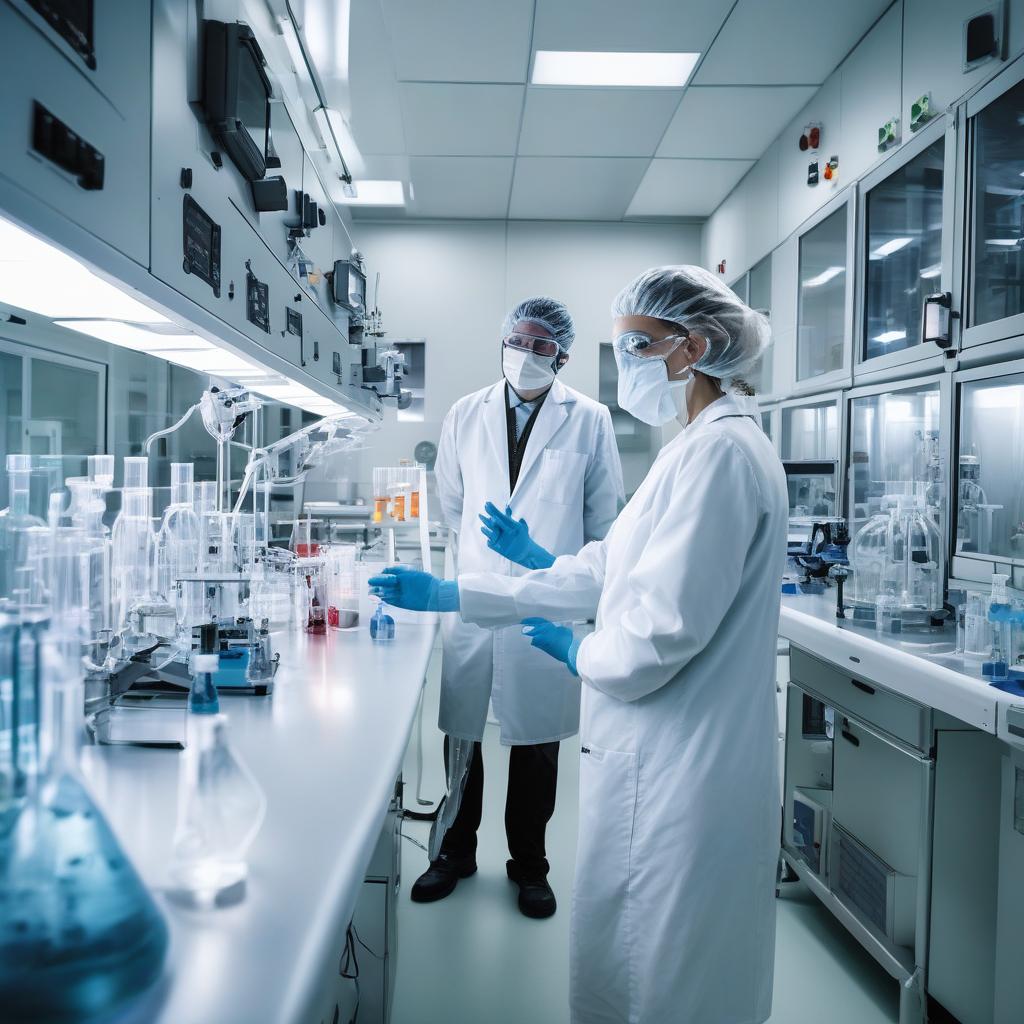 Scientists in CDMO facility operating bioreactors