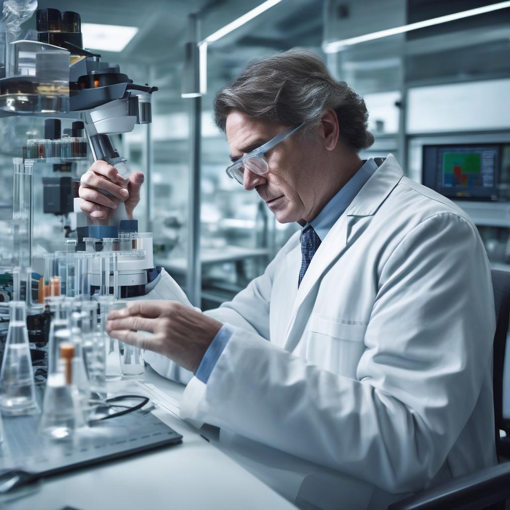 Scientist analyzing samples in a high-tech lab
