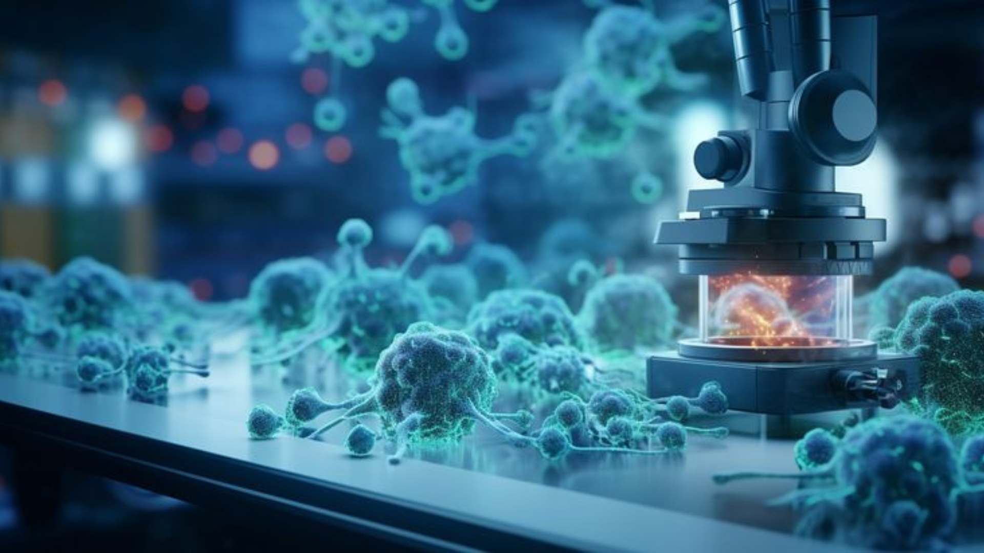 Scientist evaluating biologics outsourcing strategy using digital molecular data and advanced laboratory technology.